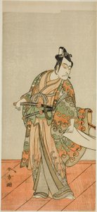 Aktör Ichikawa Danjuro V Kudo Kanaishi olarak (?) Oyun Izu-goyomi Shibai no Ganjitsu
