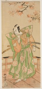 Aktör Ichikawa Danjuro V Momonoi Wakasanosuke Yasuchika olarak (?) Oyunda Kanadehon Chushingura (?), Nakamura Tiyatrosu