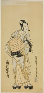 Aktör Ichikawa Danjuro V Soga no Goro olarak Sakai-cho Soga Nendaiki Oyununda Komuso Kılığında, Nakamura Tiyatrosu