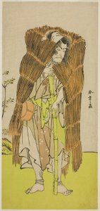 Akushichibyoe Kagekiyo rolündeki Oyuncu Ichikawa Ebizo III, Oyunda Dilenci Kılığında Kamuri Kotoba Soga no Yukari, Ichimura Tiyatrosu