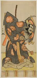 Tee c ve r Nakashima Mihoemon Good s Aşkına zayıf dükkan memuru Te Pay Shomon Makul olmayan ilk kar, Nakamura t r üyesi on ikinci kapıda başına, 1777 by Katsukawa Shunsho