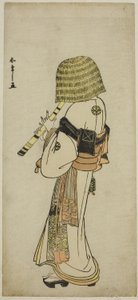 Aktör Nakamura Nakazo I, Play Kanadehon Chushingura'daki Komuso Kıyafetinde Kakogawa Honzo rolünde, c.1783 (renkli tahta baskı; hosoban) by Katsukawa Shunsho