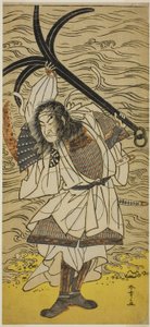 Aktör Nakamura Nakazo I, Taira no Tomomori rolünde Tokaiya Gimpei kılığında, Yoshitsune Sembon-zakura Oyununda, Morita Tiyatrosu