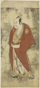 Aktör Nakamura Sukegoro II, Joruri "Gonin Otoko"da (Beş Şövalye Halkından) Kaminari Shokuro rolünde, Ayatsuri Kabuki Ogi'de (Kabuki'de Yelpazede Ustalık) Tek Perde Olarak Oynandı, Yüzyılın Yirminci Gününden Nakamura Tiyatrosu'nda Sahn by Katsukawa Shunsho