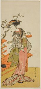 Aktör Nakamura Tomijuro I Play Chigo Suzuri Aoyagi Soga'da Garson Otake rolünde, Nakamura Tiyatrosu'nda İlk Ayda Gösterilen, 1777 by Katsukawa Shunsho