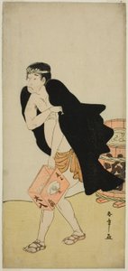Aktör Onoe Matsusuke I, Kitekaeru Nishiki no Wakayaka oyununda Palanquin Taşıyıcı Gohei rolünde, Nakamura Tiyatrosu