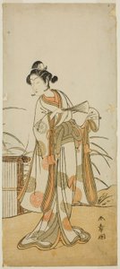 Aktör Segawa Kikunojo III, Play Chigo Sakura Jusan Kane'de Aigo no Waka rolünde, Ichimura Tiyatrosu'nda On Birinci Ayda Gösterilen, 1774 by Katsukawa Shunsho