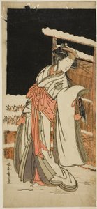 Aktör Segawa Kikunojo III, Leydi Shizuka (Shizkua Gozen) olarak Chigo Torii Tobiiri Kitsune Oyununda Tamazusa Kılığında, On Birinci Ay