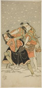 Aktörler Otani Hiroji III, Kameo (sağda) ve Sakata Sajuro I Ario (solda), Play Hime Komatsu Ne no Hi Asobi