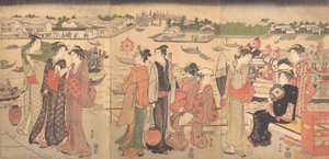 Sumida Nehri kıyısındaki festival, 18. yüzyılın sonlarında.