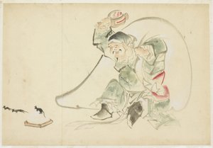 Daikoku, Büyüsüyle Mutluluk Tanrısı tokmak by Katsushika (school of) Hokusai