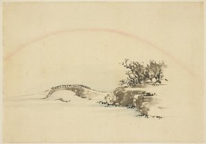 Gökkuşağı ile manzara by Katsushika (school of) Hokusai