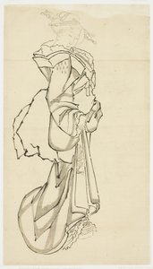 Walking Courtesan (çalışma), c.1815-1849 (kağıt üzerine mürekkep by Katsushika (school of) Hokusai