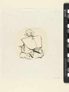 Oturan adam, arkadan görüldü by attributed to Katsushika Hokusai