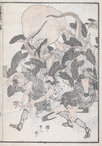 İki kişiyi alt eden bir ahtapot by Katsushika Hokusai