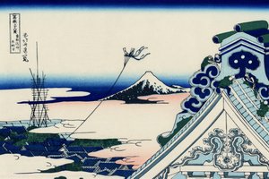Doğu başkentindeki (Edo) Asakusa Honganji tapınağı, 1830 dolayları (tahta baskı) by Katsushika Hokusai