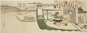 Sumida Nehri üzerinde tekne partileri by Katsushika Hokusai