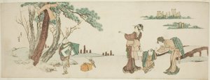 Bir uçurtma bırakan çocuk by Katsushika Hokusai