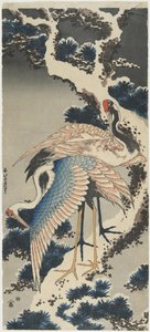 Çam Üzerindeki Vinçler, c. 1834 by Katsushika Hokusai