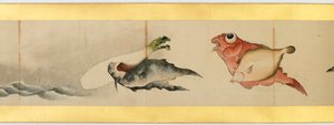 Çeşitli Resimlerle Elle Kaydırma Detayı, Edo Dönemi, kağıt üzerinde 1839 mürekkep ve renk by Katsushika Hokusai