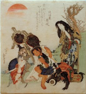 Dağ kadını ve Kintarô by Katsushika Hokusai