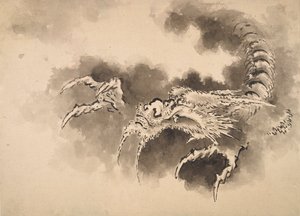 Bulutlardan çıkan ejderha, Edo dönemi, 19. yüzyıl. by Katsushika Hokusai