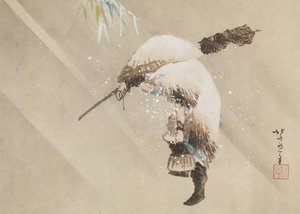 Karda Ağını Taşıyan Balıkçı, yak. 1821 (kağıt üzerinde mürekkep, renk ve eğlence) by Katsushika Hokusai