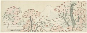 Kiraz Çiçeği üzerinde Fuji by Katsushika Hokusai