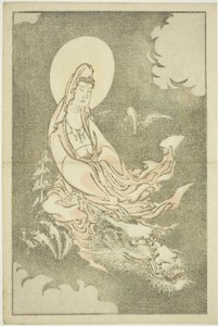 Ejderhaya Binen Tanrıça, Hokusai#39;nin Gerçekçi Resimlerinin Resimli Kitabı#39;ndan (Hokusai shashin gafu), c.1814 (renkli tahta baskı (albüm sayfası)) by Katsushika Hokusai