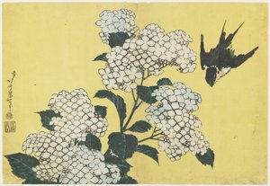 ಹೈಡ್ರೇಂಜ ಮತ್ತು ಸ್ವಾಲೋ, ಸಿ. 1832 ಟರ್ಕಿ by Katsushika Hokusai