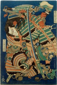 Kamakura no gongorô kagemasa ve Torinoumi Yasaburô Yasunori by Katsushika Hokusai