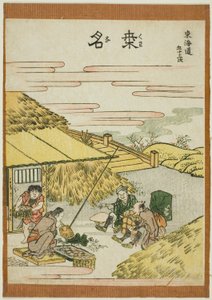 Kuwana, f tem te serisi "şehir derecesinin elliinci lee S sesi (şehir derecesi ana dağın yanında)" by Katsushika Hokusai