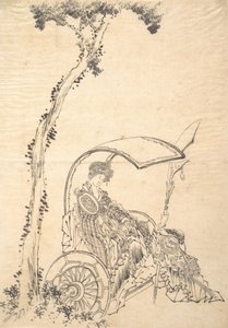 Arabadaki Kadın. by Katsushika Hokusai