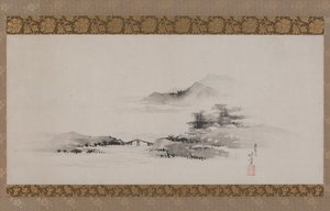 Manzara, Edo dönemi, c.1801-02 (asma kaydırma olarak monte edilmiş kağıt üzerine mürekkep ve renk) by Katsushika Hokusai