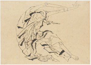 Uzun kollu adam germe, Edo dönemi, 19. yüzyıl. by Katsushika Hokusai