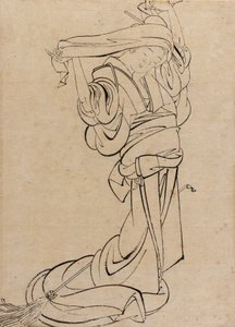18. yüzyılın sonları ve 19. yüzyılın başlarında bir samisen oynayan kız. by Katsushika Hokusai