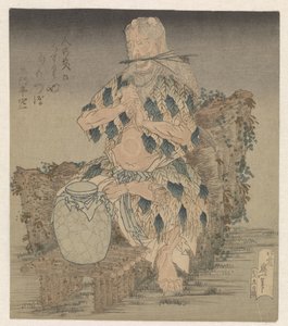 Yapraklardan cüppeli adam by Katsushika Hokusai