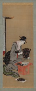 Yeni Yıl Geleneği: Yeni Yıl Sabahında Makyaj, Edo dönemi, yakl. 1806-1811. by Katsushika Hokusai