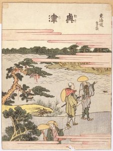 Okitsu (renkli tahta baskı) by Katsushika Hokusai