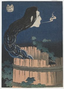 Yüz Hayalet Hikayesi: Sarayashiki, Edo dönemi, 1831-32 (renkli tahta baskı) by Katsushika Hokusai