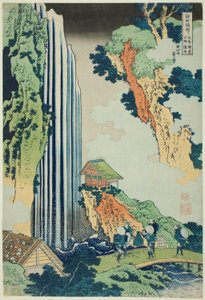 Kisokaidō Yolu üzerindeki Ono Şelaleleri (Kisokaidō Ono no bakufu), Çeşitli İllerdeki Şelaleler Turu (Shokoku taki meguri) serisinden by Katsushika Hokusai