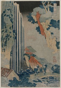 Kiso Yolu üzerindeki Ono Şelalesi (İllerde Şelaleler Turu serisinden) by Katsushika Hokusai