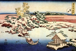 ""Sumida Nehri Üzerinde Karlı Manzara, Japonya"" Katsushika Hokusai (1760-1849) (ukiyo-e Okulu) 1832 Devlet A Puşkin Güzel Sanatlar Müzesi, Moskova by Katsushika Hokusai