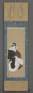 Yürüyen Bir Fahişenin Portresi, c.1815-19 (ipek üzerine mürekkep, renk ve altın) by Katsushika Hokusai