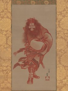 Red Shoki, Demon Queller, 1847 tarihli. by Katsushika Hokusai