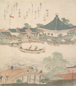 Ön Planda Köprülü Nehir Manzarası, ca. 1810. by Katsushika Hokusai