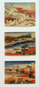 Güzel manzaralarda kar, ay ve çiçekler by Katsushika Hokusai