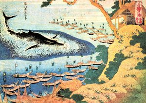 Binlerce okyanus manzarası dizisi: Goto Adaları açıklarında balina, Japonya - Katsushika Hokusai (1760-1849) (ukiyo-e okulu) tarafından basılmıştır 1830-1833 Devlet A Puşkin Güzel Sanatlar Müzesi, Moskova by Katsushika Hokusai