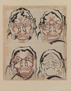 Dört Yüz Kroki (kağıt üzerine mürekkep) by Katsushika Hokusai