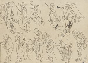 Topal hacıların çalışmaları, Edo dönemi (kağıt üzerine mürekkep) by Katsushika Hokusai